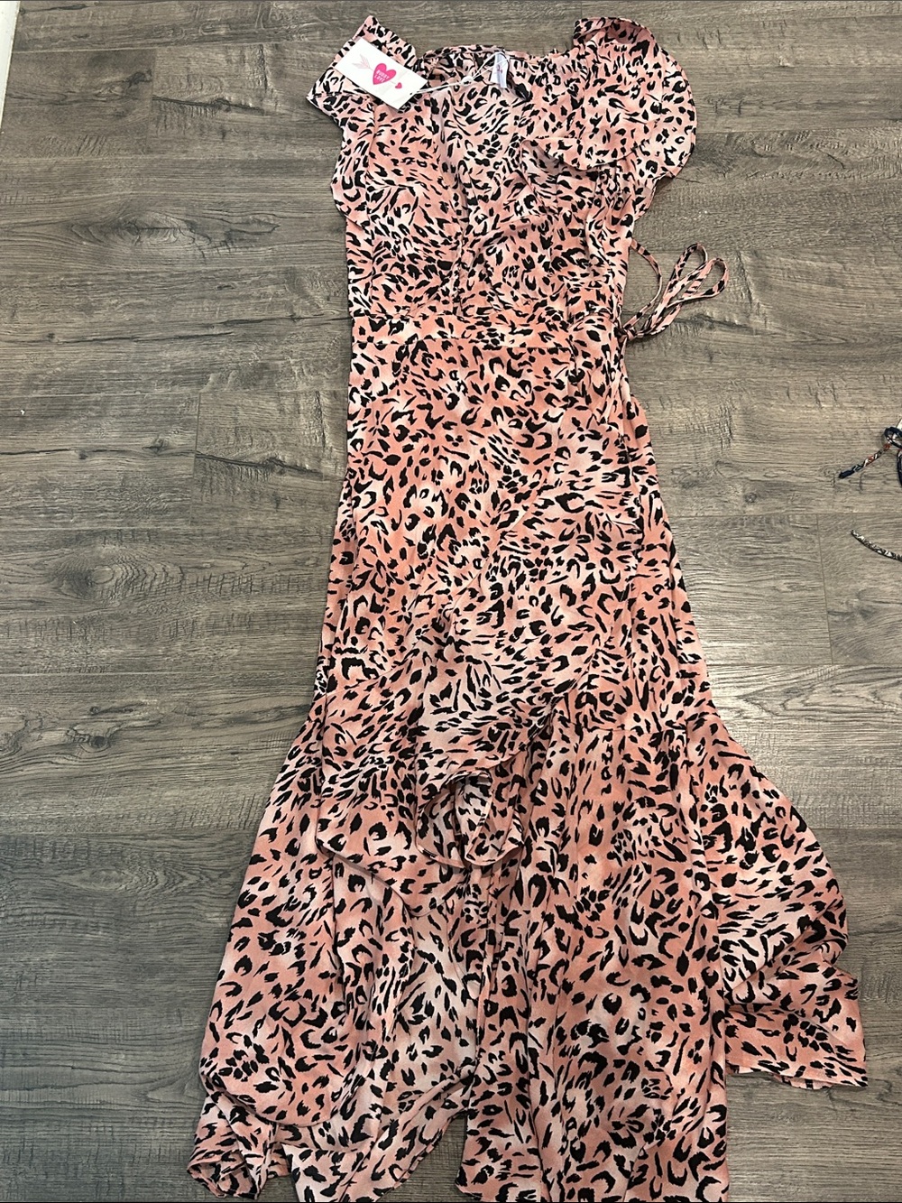 Buddy Love Pink Leopard Print Ruffle Wrap Dress Size Xsmall